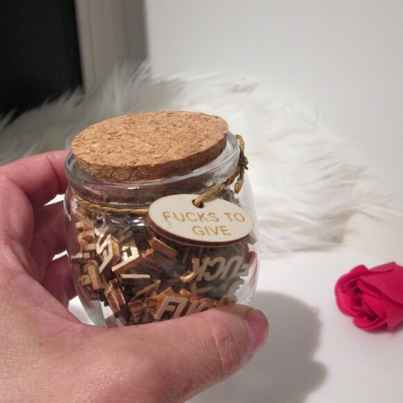 Wooden in jar 'F*cks to Give' Jar fun gift or desk piece. Novelty Too Much fun! - Picture 6 of 7